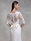 cheap Wedding Dresses-Mermaid / Trumpet Bateau Neck Sweep / Brush Train Lace Made-To-Measure Wedding Dresses with Lace by LAN TING BRIDE® / See-Through