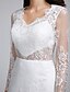 baratos Vestidos de Casamento-Vestidos de noiva Sereia Decote V Manga Longa Cauda Escova Renda Vestidos de noiva Com Renda 2023