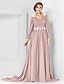 cheap Evening Dresses-A-Line Elegant Dress Formal Evening Court Train Long Sleeve V Neck Chiffon V Back with Pleats Appliques 2023