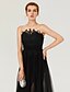 cheap Evening Dresses-A-Line Beautiful Back Furcal Holiday Cocktail Party Formal Evening Dress Illusion Neck Sleeveless Court Train Tulle with Sash / Ribbon Buttons Pleats