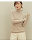 economico Maglioni da donna-Standard Pullover Da donna-Casual Tinta unita A collo alto Manica lunga Cotone Autunno Medio spessore Media elasticità