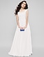billige Aftenkjoler-a-line minimalistisk kjole feriegulvlængde ærmeløs chiffon med rund hals med ruchet/formel aften