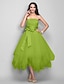 cheap Special Occasion Dresses-Ball Gown Cute Dress Cocktail Party Tea Length Sleeveless Strapless Satin with Sash / Ribbon Bow(s) 2022