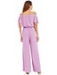 cheap Women&#039;s Jumpsuits &amp; Rompers-Women&#039;s Off Shoulder Holiday / Going out / Club Casual / Street chic Boat Neck Black Lavender Red Jumpsuit Onesie, Solid Colored Backless Puff Sleeve Cotton Half Sleeve Spring Summer