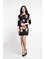 voordelige Damesjurken-Dames Feest Werk Print Vintage Verfijnd Street chic Schede Boven de knie Jurk, Geborduurd Ronde hals 3/4 mouw