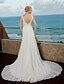 cheap Wedding Dresses-Hall Wedding Dresses A-Line V Neck Regular Straps Chapel Train Chiffon Bridal Gowns With Sashes / Ribbons Appliques 2023