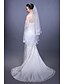 cheap Wedding Veils-Two-tier Cut Edge Wedding Veil Fingertip Veils with Rhinestone Tulle / Oval