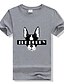 baratos Camisas &amp; Regatas para Homem-Homens Camiseta Activo Estampado Algodão Decote Redondo Cinzento / Manga Curta / Verão