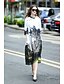 cheap Women&#039;s Dresses-Women&#039;s Daily Going out Plus Size Vintage A Line Midi Dress, Print Stand Half Sleeves