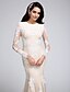 billiga Brudklänningar-Trumpet / sjöjungfru Prydd med juveler Hovsläp Spets på tyll Långärmad utskärningar Bröllopsklänningar tillverkade med Applikationsbroderi 2020