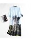 cheap Women&#039;s Dresses-Women&#039;s Daily Going out Plus Size Vintage A Line Midi Dress, Print Stand Half Sleeves
