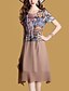 cheap Women&#039;s Dresses-Women&#039;s Going out Street chic Sophisticated Sheath Dress - Print Summer Silk Khaki