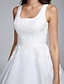 levne Svatební šaty-Plesové šaty Svatební šaty Hranatý Na zem Organza Pravidelné popruhy Společenské Jednoduché Malé bílé Větší velikosti s Aplikace 2021