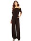 cheap Women&#039;s Jumpsuits &amp; Rompers-Women&#039;s Off Shoulder Holiday / Going out / Club Casual / Street chic Boat Neck Black Lavender Red Jumpsuit Onesie, Solid Colored Backless Puff Sleeve Cotton Half Sleeve Spring Summer