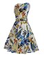 cheap Vintage Dresses-Women&#039;s Daily Holiday Work Vintage Sheath Swing Dress - Floral Summer Cotton Blue