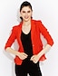 cheap Women&#039;s Blazer&amp;Suits-Women&#039;s Sophisticated Fall Plus Size Regular Blazer, Solid Colored Peaked Lapel Long Sleeve Polyester Ruffle Black / Orange / Fuchsia