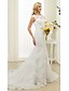 cheap Wedding Dresses-Hall Wedding Dresses Mermaid / Trumpet Illusion Neck Sleeveless Court Train Lace Bridal Gowns With Bowknot Sash / Ribbon 2023 Summer Wedding Party, Women&#039;s Clothing