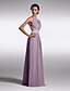 cheap Prom Dresses-Sheath / Column Beautiful Back Illusion Detail Prom Formal Evening Dress Scoop Neck Sleeveless Floor Length Chiffon with Beading Side Draping 2021