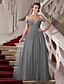 cheap Special Occasion Dresses-A-Line Classic &amp; Timeless Dress Prom Floor Length Short Sleeve Off Shoulder Chiffon with Ruched Beading 2022