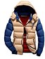 cheap Men&#039;s Downs &amp; Parkas-Men&#039;s Winter Padded Parka Daily Color Block Cotton Long Sleeve Hooded White / Black / Red M / L / XL