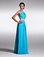 Χαμηλού Κόστους Φορέματα Χορού Αποφοίτησης-Ίσια Γραμμή Όμορφη Πλάτη Λεπτομέρεια ψευδαίσθησης Χοροεσπερίδα Επίσημο Βραδινό Φόρεμα Λαιμός σέσουλα Αμάνικο Μακρύ Σιφόν με Χάντρες Πλαϊνό ντραπέ 2021