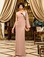 cheap Special Occasion Dresses-Sheath / Column Elegant Dress Wedding Guest Floor Length Long Sleeve One Shoulder Chiffon with Draping 2022