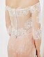 cheap Wedding Dresses-Mermaid / Trumpet Wedding Dresses Off Shoulder Court Train Floral Lace 3/4 Length Sleeve Wedding Dress in Color Floral Lace See-Through with Buttons 2020 / Illusion Sleeve