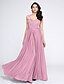 cheap Special Occasion Dresses-A-Line Open Back Dress Formal Evening Floor Length Sleeveless V Neck Tulle V Back with Appliques 2022