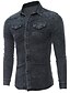 baratos camisas masculinas casuais-Homens Camisa Social Cor Sólida Colarinho de Camisa Azul Cinza Claro Cinzento Escuro Manga Longa Tamanho Grande Diário Para Noite Ganga Delgado Blusas / Inverno / Outono / Inverno