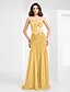 cheap Special Occasion Dresses-Mermaid / Trumpet One Shoulder Floor Length Chiffon / Tulle Dress with Beading / Appliques / Ruched by TS Couture®