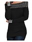 cheap Plus Size Tops-Women&#039;s T shirt Color Block Boat Neck Daily Weekend Patchwork Long Sleeve Slim Tops Black / Sexy