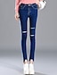 baratos Calças de mulher-Mulheres Cintura Alta Justas / Skinny / Jeans Calças - Sólido / Primavera / Outono