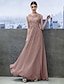 cheap Prom Dresses-A-Line Holiday Cocktail Party Prom Dress Illusion Neck Sleeveless Floor Length Chiffon Lace with Lace 2021 / Formal Evening