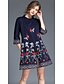 cheap Print Dresses-Women&#039;s Floral Daily / Holiday / Going out Street chic Mini A Line / Loose Dress - Floral Crew Neck Navy Blue L XL XXL