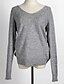 billiga Damtröjor-Women&#039;s Long Sleeves Cotton Pullover - Solid Colored V Neck