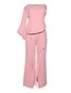 cheap Jumpsuit &amp; Romper-Women&#039;s Jumpsuit Solid Colored Round Neck Daily Wide Leg 3/4 Length Sleeve Flare Cuff Sleeve Pink S M L Spring / Plus Size