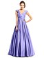 cheap Prom Dresses-A-Line Elegant Wedding Guest Prom Dress V Neck Sleeveless Floor Length Satin with Criss Cross Crystals 2021