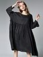 cheap Women&#039;s Dresses-Women&#039;s Party Going out Casual/Daily Simple Loose Dress,Solid Round Neck Midi Long Sleeves Linen Spring Fall Mid Rise Inelastic Medium