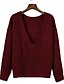 preiswerte Damen Pullover-Damen Ausgehen Street Schick Baumwolle Langarm Pullover - Solide V-Ausschnitt / Herbst