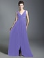 Χαμηλού Κόστους Φορέματα ειδικών περιστάσεων-Βραδινή τουαλέτα Λαιμόκοψη V / Λουριά Μακρύ Σιφόν Φόρεμα με Χάντρες / Χιαστί με TS Couture®
