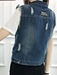 cheap Women&#039;s Outerwear-Women&#039;s Daily Spring Short Vest, Solid Colored Shirt Collar Sleeveless Cotton / Others Blue XXXL / XXXXL / XXXXXL