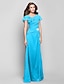 cheap Special Occasion Dresses-A-Line Square Neck Floor Length Chiffon Dress with Appliques / Draping / Criss Cross by TS Couture®