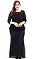 billiga Damklänningar-Women&#039;s Sheath Dress Maxi long Dress Blue Red 3/4 Length Sleeve Solid Colored Fall Round Neck Lace XL XXL 3XL 4XL 5XL 6XL