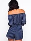 cheap Women&#039;s Rompers-Women&#039;s Romper Striped Boat Neck Active Daily Holiday Wide Leg 3/4 Length Sleeve Blue White S M L Fall