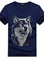 cheap Men&#039;s 3D T-shirts-Men&#039;s T shirt Tee Animal Round Neck White Black Blue Gray Short Sleeves Going out Print Slim Tops Linen Active / Summer / Summer