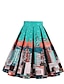 cheap Women&#039;s Skirts-Women&#039;s Daily / Holiday Cotton A Line Skirts - Geometric Green S M L
