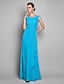 cheap Special Occasion Dresses-Sheath / Column Elegant Dress Wedding Guest Formal Evening Floor Length Sleeveless Jewel Neck Chiffon with Draping Lace Insert 2023