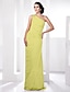 cheap Evening Dresses-Sheath / Column Elegant Dress Prom Formal Evening Floor Length Sleeveless One Shoulder Chiffon with Beading Side Draping 2023