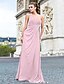 cheap Evening Dresses-Sheath / Column Classic &amp; Timeless Dress Formal Evening Military Ball Floor Length Sleeveless One Shoulder Bridesmaid Dress Chiffon with Beading Split Front 2024