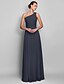 cheap Plesové šaty-Sheath / Column Elegant Dress Prom Floor Length Sleeveless One Shoulder Chiffon Backless with Ruched Beading 2022 / Open Back